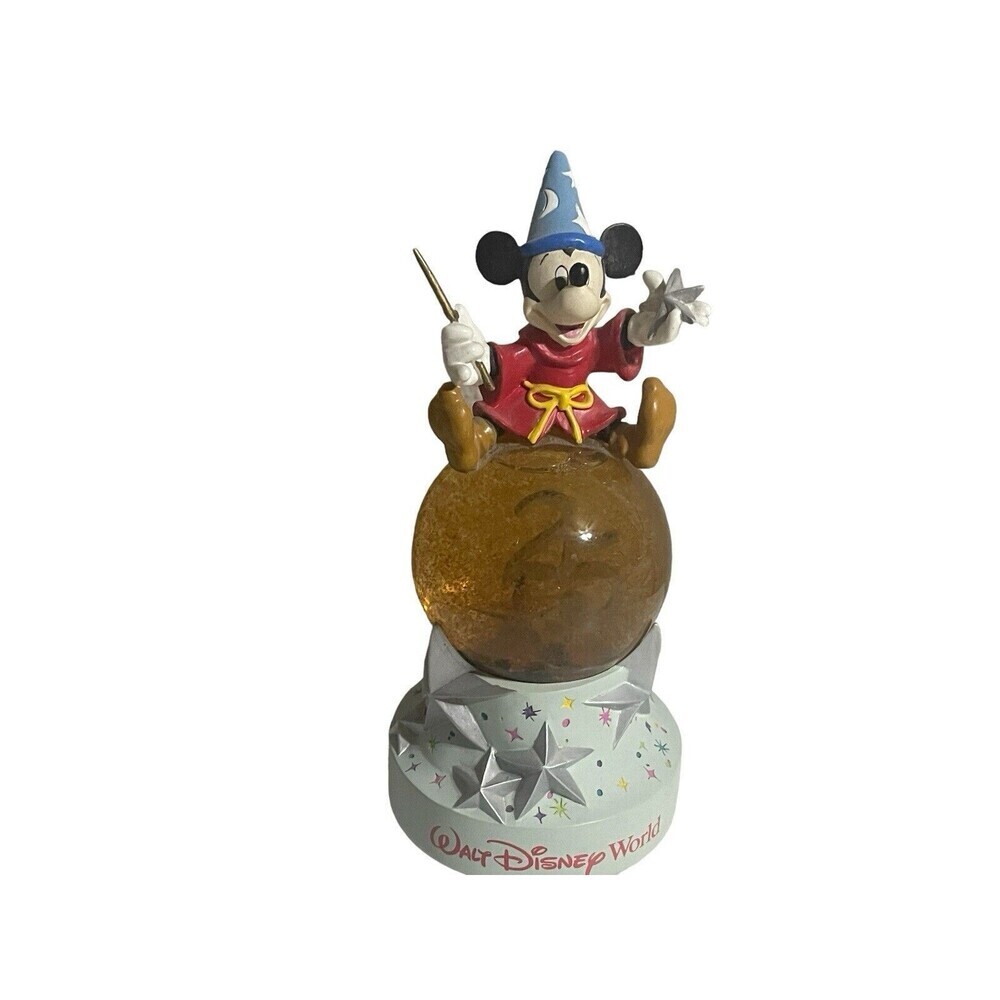 Walt Disney World 25th Anniversary Sorcerer Mickey Snow Globe Works